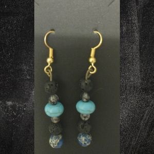 Pretty Earrings - Black Lava And Turquoise💙💚🖤